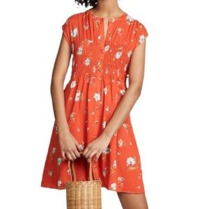 Free People Greatest Day Dress Size Extra Small floral Button Front Smocked
